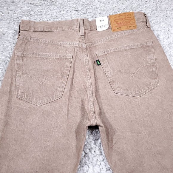 Levi's Fresh 501 Original Jeans Men's 34 x 32 Light Brown Straight Button Fly - Picture 3 of 13